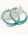 Image #2 - Shyanne Women's Turquoise Beaded Hoop Earrings, Silver, hi-res