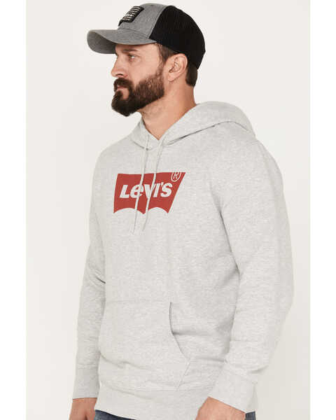 Levi's Men's Logo Hooded Sweatshirt, Light Grey, hi-res