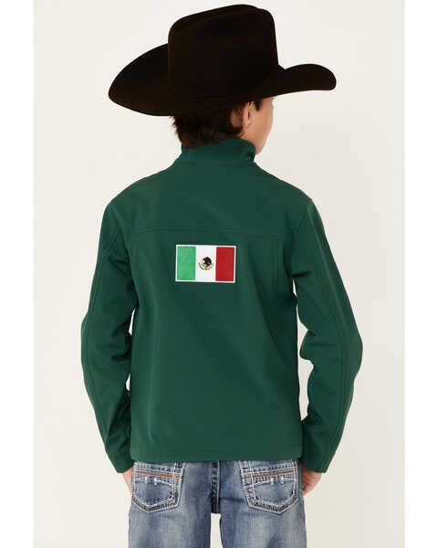 Image #3 - Ariat Boys' Team Mexico Patch Flag Zip-Front Softshell Jacket , Green, hi-res