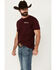 Image #4 - RANK 45® Men's Long Horn Logo Short Sleeve Graphic T-Shirt , Burgundy, hi-res