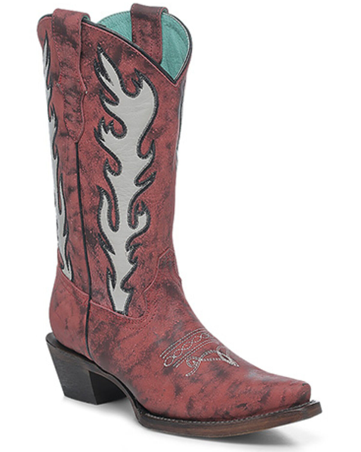 Image #1 - Corral Girls' Overlay Western Boots - Snip Toe, Wine, hi-res
