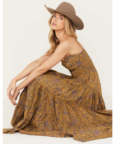 Free People Women's Sundrenched Floral Print Sleeveless Maxi Dress, Olive, hi-res