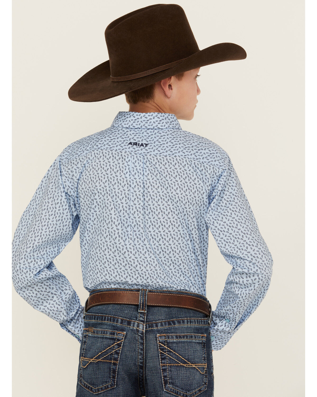 Image #4 - Ariat Boys' Classic Floral Long Sleeve Button-Down Western Shirt, Blue, hi-res