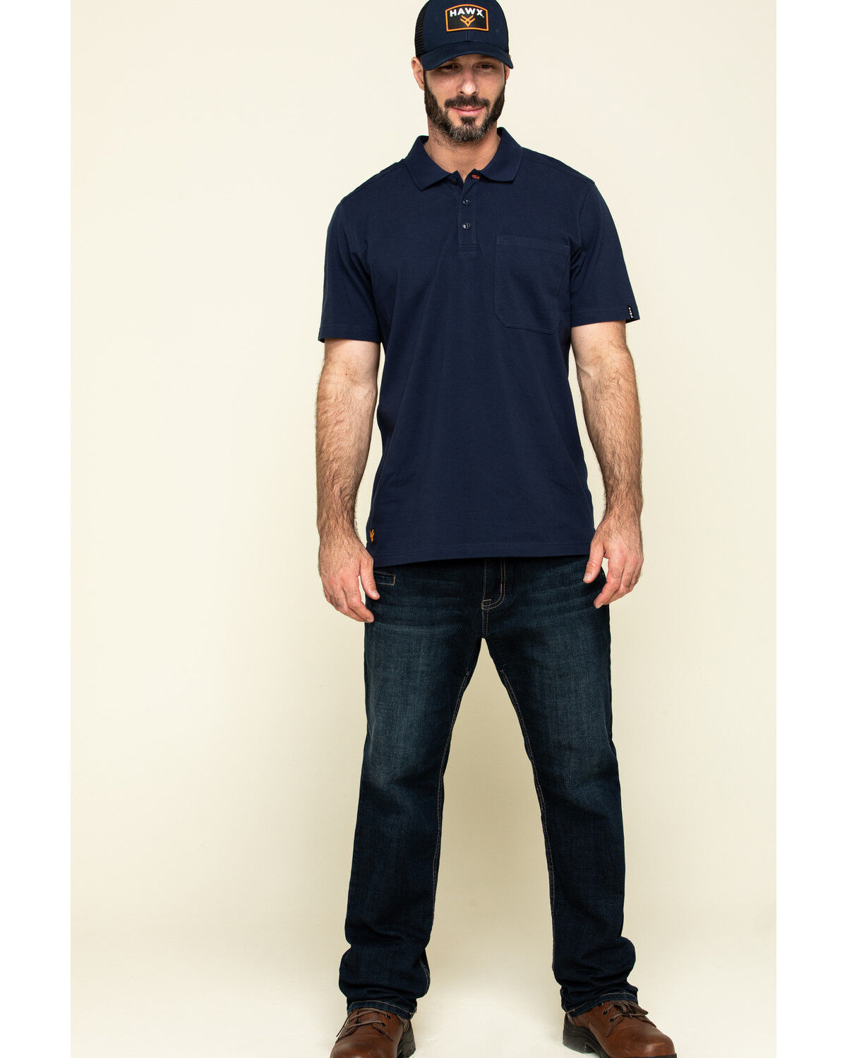 Image #6 - Hawx Men's Navy Miller Pique Short Sleeve Work Polo Shirt, Navy, hi-res