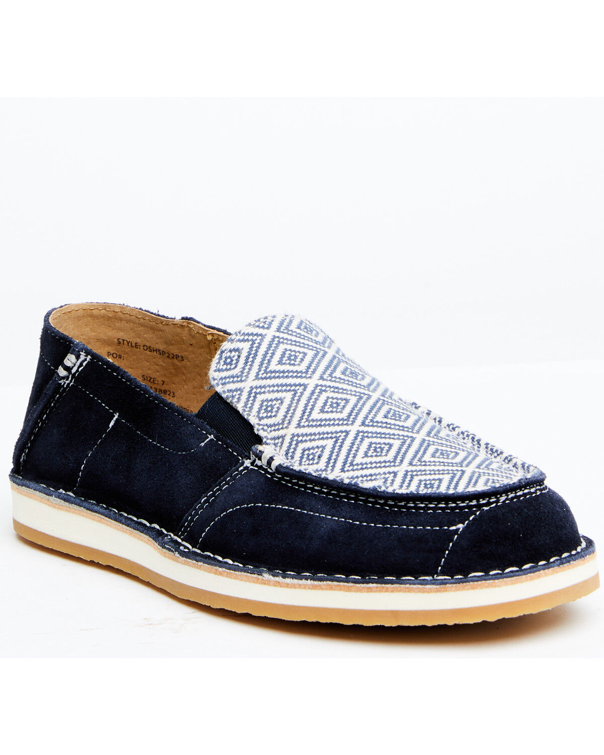 Image #1 - RANK 45® Women's Marini Southwestern Print Slip-On Casual Shoe - Moc Toe, Navy, hi-res