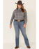 Image #2 - Rough Stock by Panhandle Women's West Bourne Ombre Plaid Long Sleeve Western Shirt - Plus, Black, hi-res