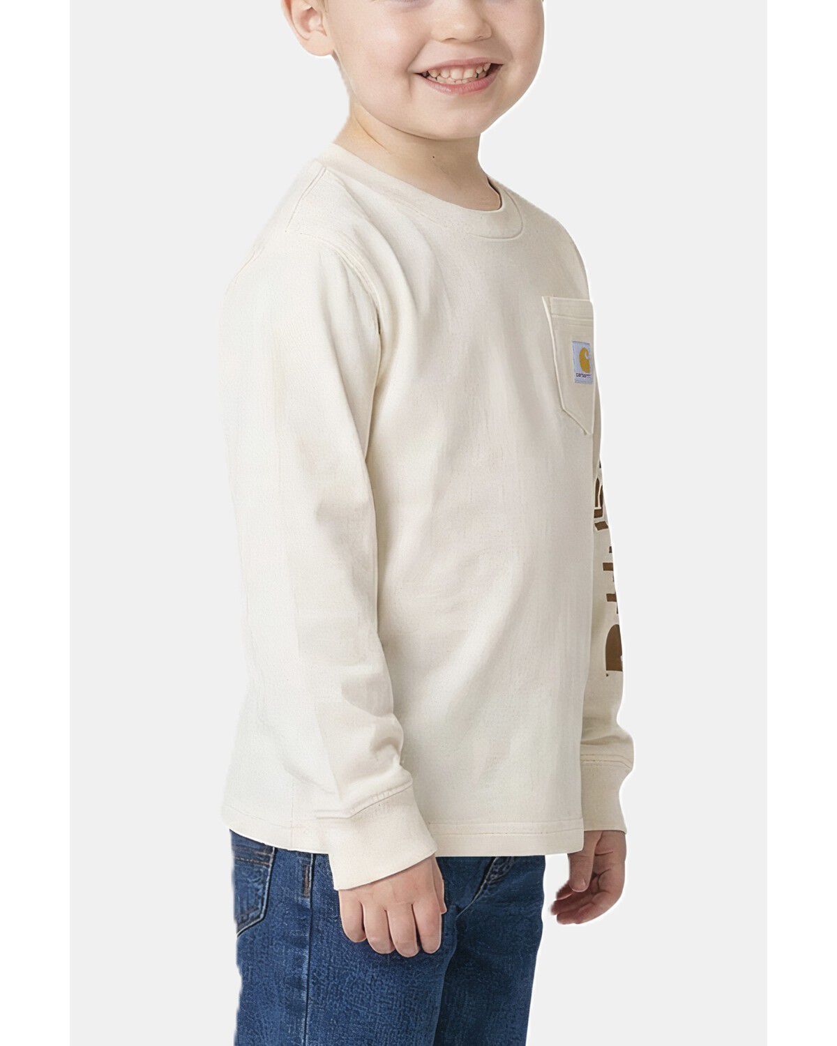 Image #2 - Carhartt Toddler Boys' Pocket Logo Long Sleeve T-Shirt, Cream, hi-res