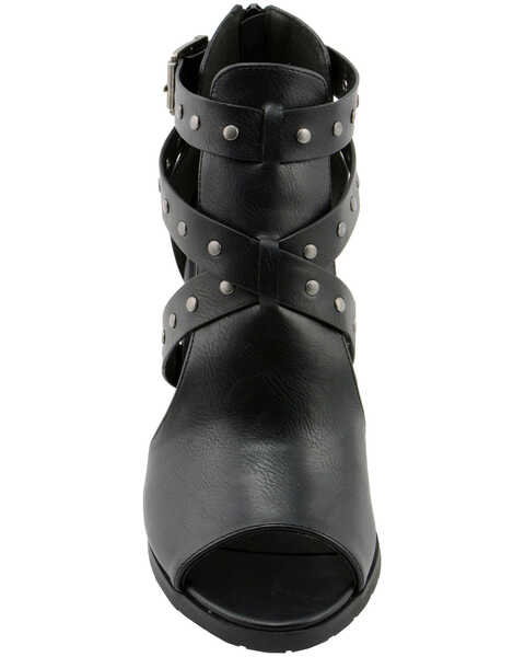 Image #5 - Milwaukee Performance Women's Platform Heel Studded Strap Sandals, Black, hi-res