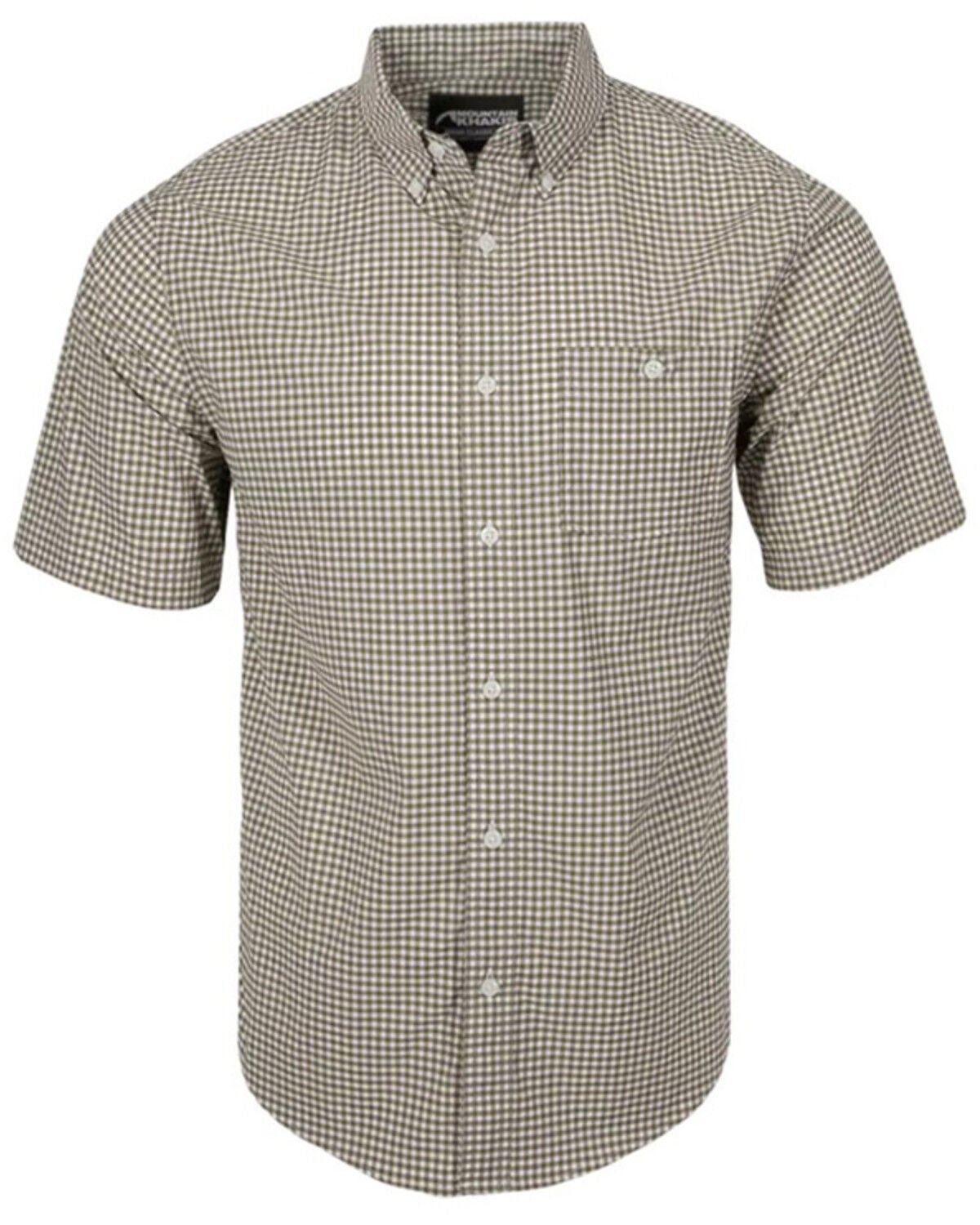 Mountain Khakis Men's Glacier Plaid Print Short Sleeve Button-Down Shirt, Cream, hi-res
