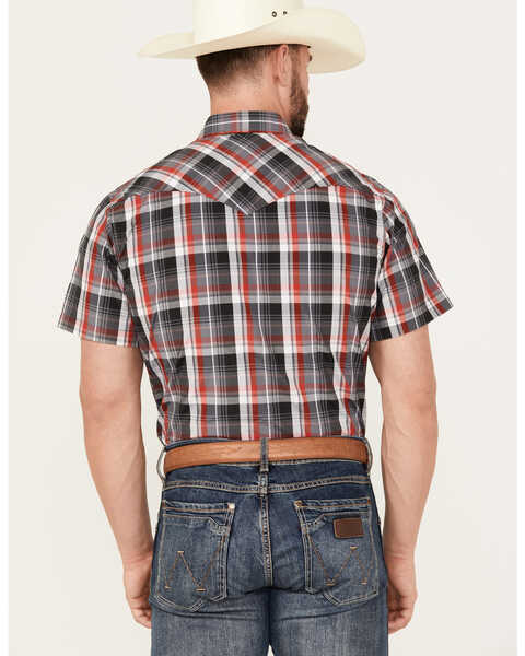 Image #4 - Rodeo Clothing Men's Plaid Print Short Sleeve Snap Western Shirt, Grey, hi-res
