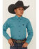 Image #1 - Cinch Boys' Printed Long Sleeve Button-Down Western Shirt, Turquoise, hi-res