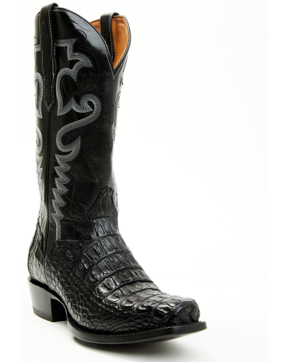 El Dorado Men's Exotic American Alligator Western Boots - Square Toe, Black, hi-res