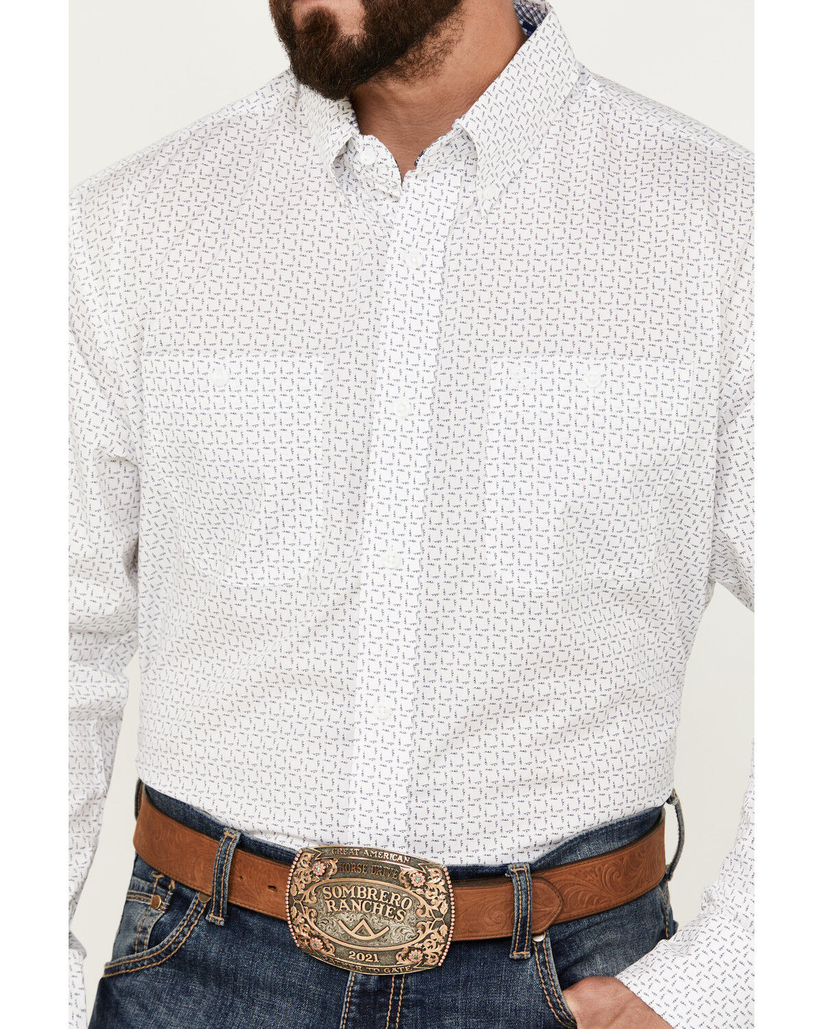 Image #2 - George Strait by Wrangler Men's Print Long Sleeve Button-Down Western Shirt, , hi-res