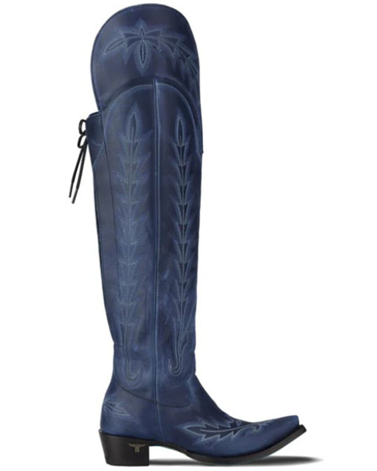 Image #2 - Lane Women's Lexington Over The Knee Corset Western Boots - Snip Toe, Navy, hi-res