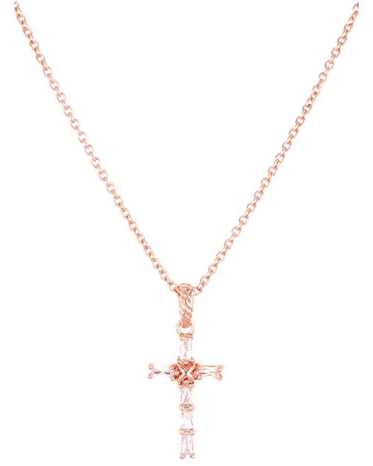 Image #1 - Montana Silversmiths Women's Entwined Rose Gold Brilliant Cross Necklace, Rose, hi-res