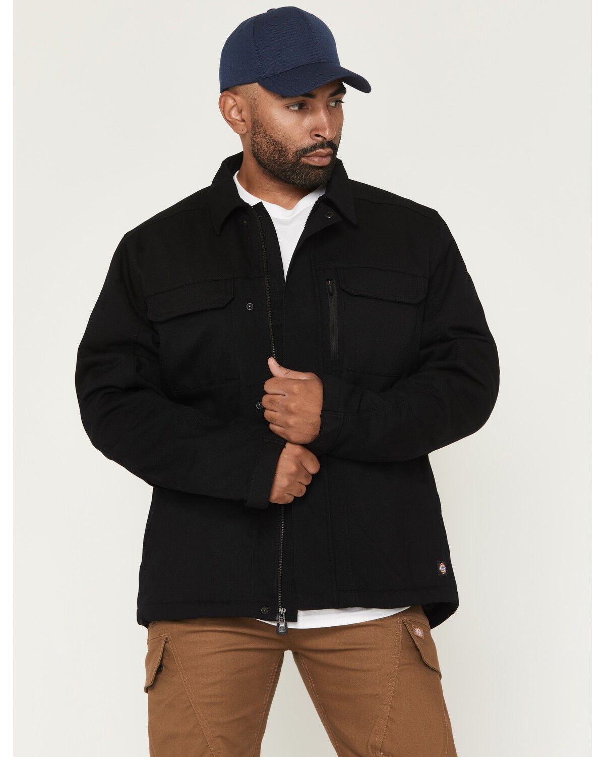 Dickies Men's Tradebuilt Snap Quilted Snap Work Jacket, Black, hi-res