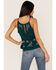 Shyanne Women's Embroidered Floral Keyhole Tank, Deep Teal, hi-res