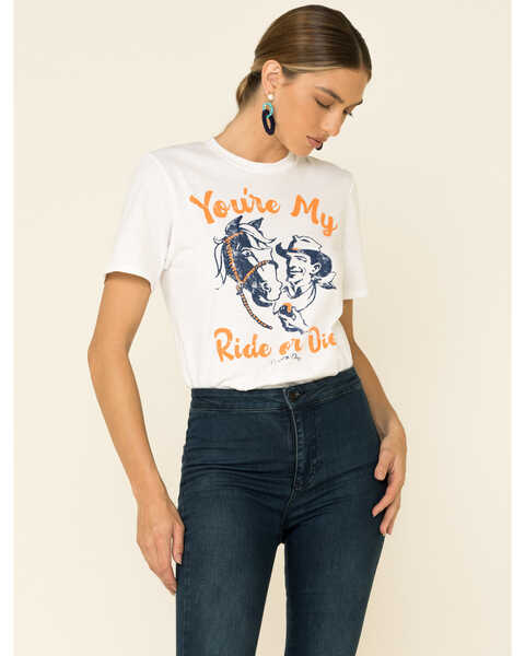 Image #4 - Country Deep Women's You're My Ride Or Die Graphic Tee , White, hi-res