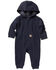 Carhartt Infant Boys' Long Sleeve Zip Hooded Coverall Onesie, Navy, hi-res
