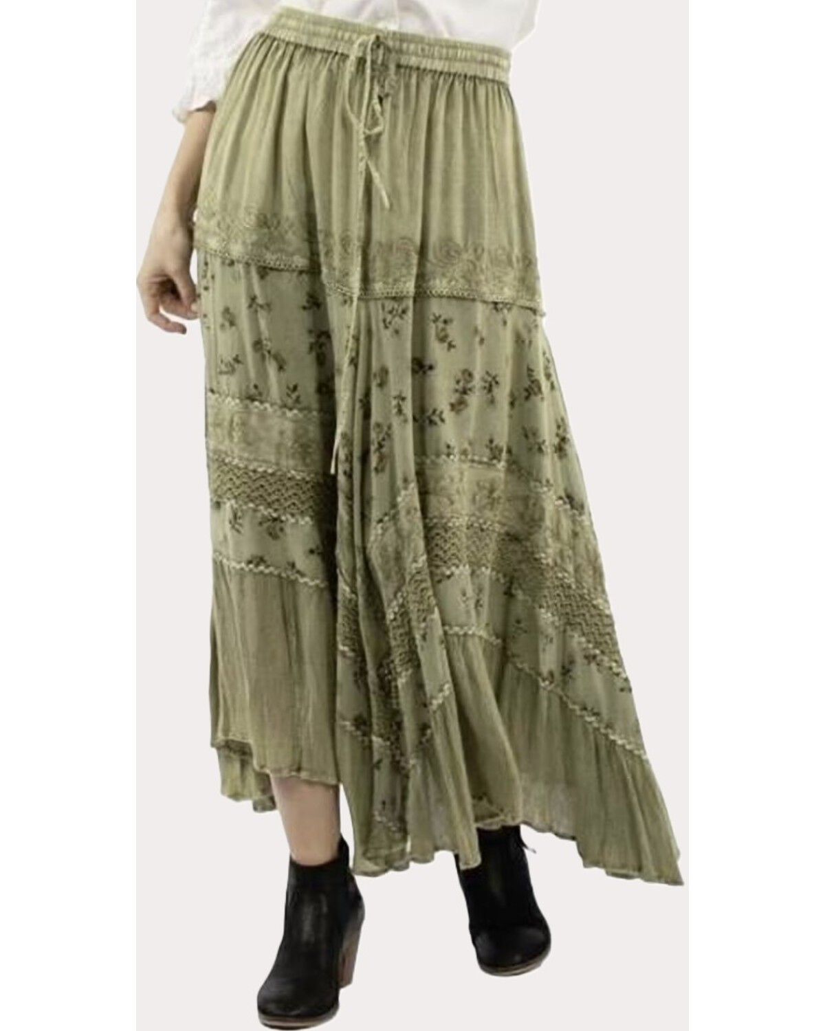 Image #1 - Scully Women's Embroidered Midi Skirt, Olive, hi-res