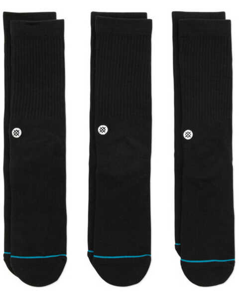 Stance Men's Black 3-Pack Icon Crew Socks, Black, hi-res