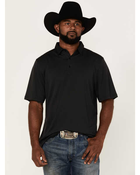 Cinch Men's Arena Flex Mini Stripe Short Sleeve Polo Shirt , Black, hi-res