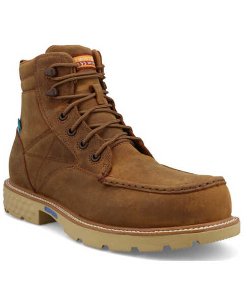 Image #1 - Twisted X Men's 6" Lace-Up Work Boots - Composite Toe, Tan, hi-res