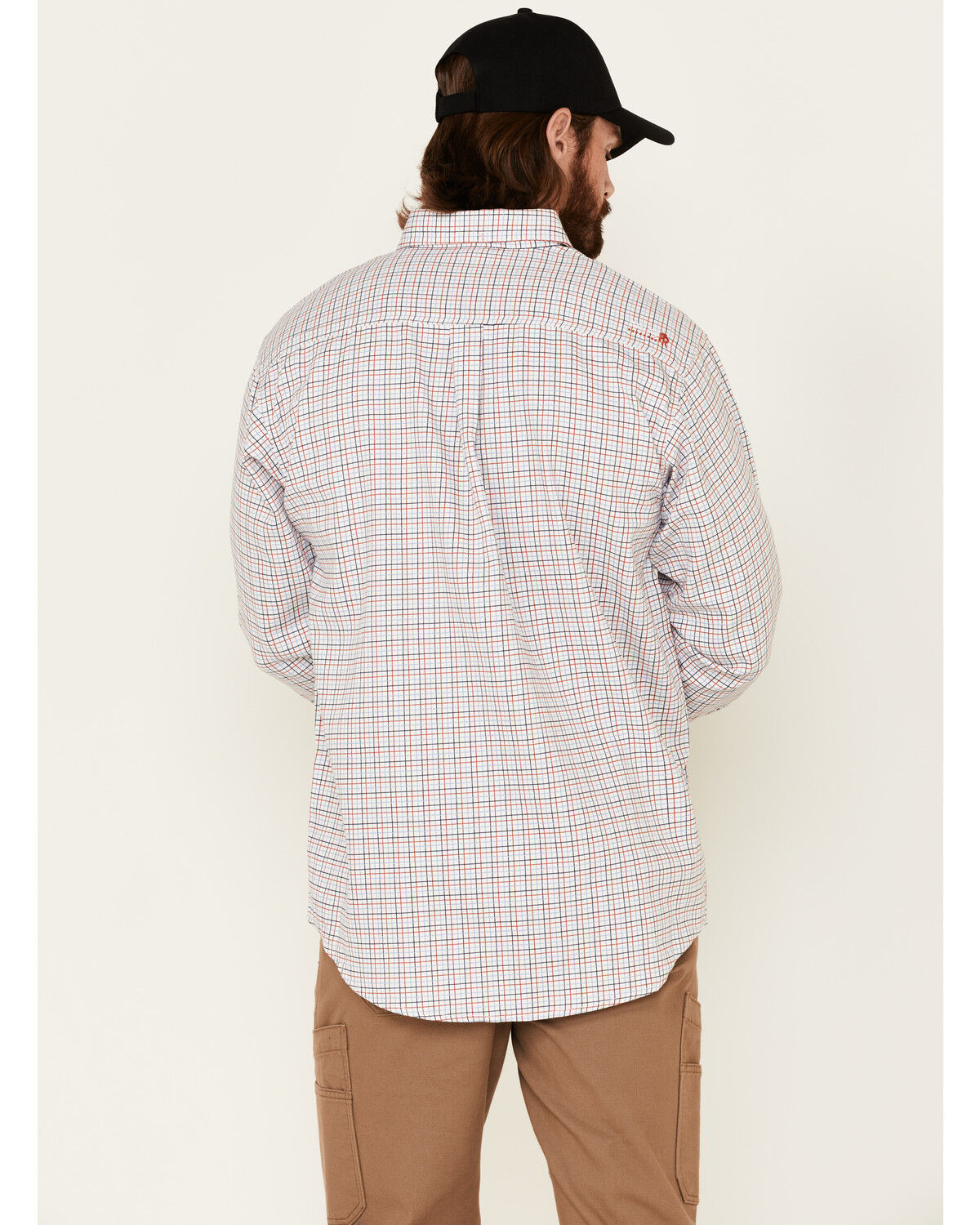 Image #4 - Ariat Men's FR Gauge Plaid Print Long Sleeve Button Down Work Shirt, White, hi-res
