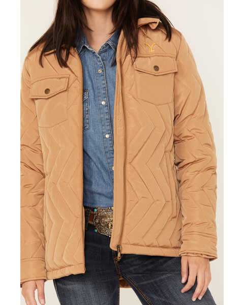 Image #3 - Paramount Network's Yellowstone Women's Quilted Barn Coat , Tan, hi-res