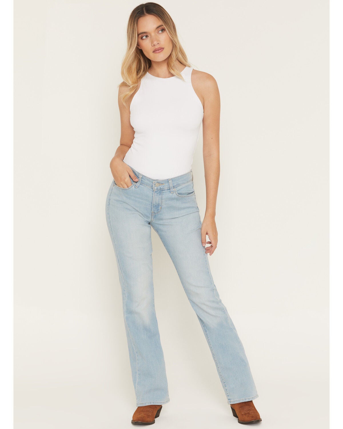 Image #1 - Levi's Women's Classic Light Wash Mid Rise Bootcut Stretch Denim Jeans, Light Wash, hi-res