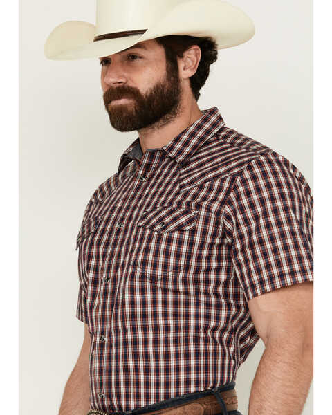 Image #2 - Cody James Men's Sammy Plaid Print Short Sleeve Snap Western Shirt , Red, hi-res