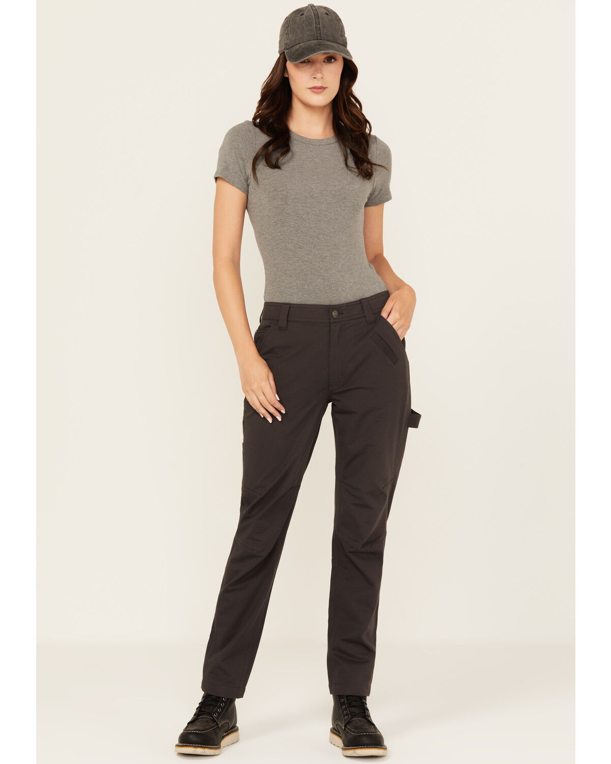 Image #1 - Lucky Brand Workwear Women's Canvas Carpenter Work Pants, Grey, hi-res