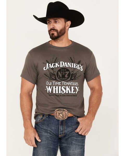 Jack Daniels Men's Vintage Whiskey Logo Short Sleeve Graphic T-Shirt, Charcoal, hi-res