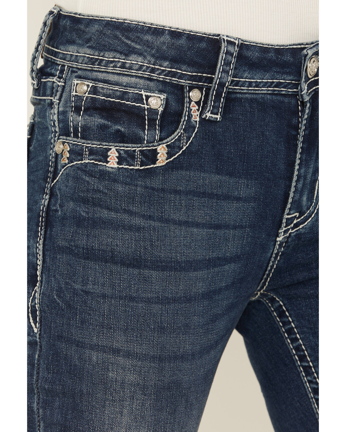 Image #4 - Grace in LA Women's Medium Wash Diamond Embroidered Mid Rise Bootcut Stretch Denim Jeans, Medium Wash, hi-res