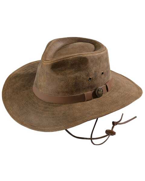 Outback Trading Co Men's Kodiak Leather Hat, Brown, hi-res