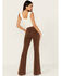 Image #3 - Shyanne Women's Pinecone High Rise Stretch Flare Jeans , Medium Brown, hi-res