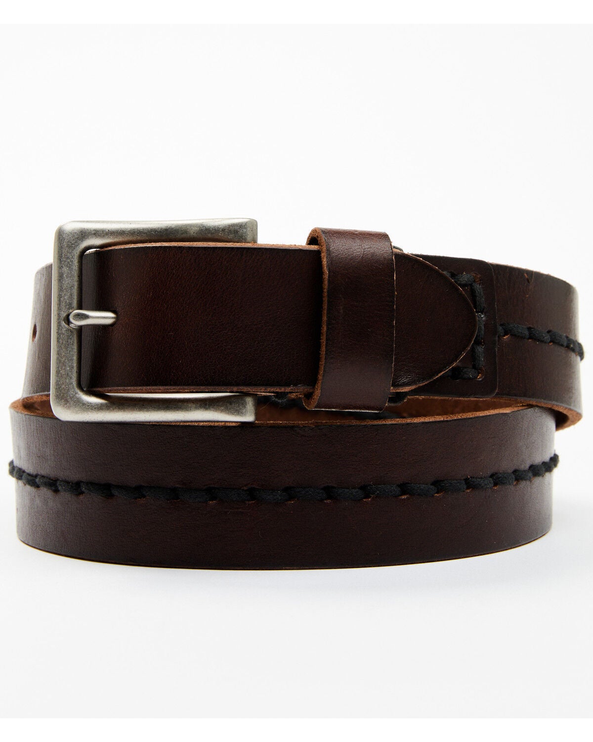 Image #1 - Brothers and Sons Men's Center Woven Detailed Belt, Brown, hi-res