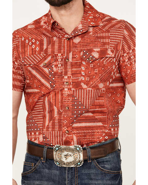 Image #3 - Pendleton Men's Laramie Bandana Print Short Sleeve Western Snap Shirt, Red, hi-res