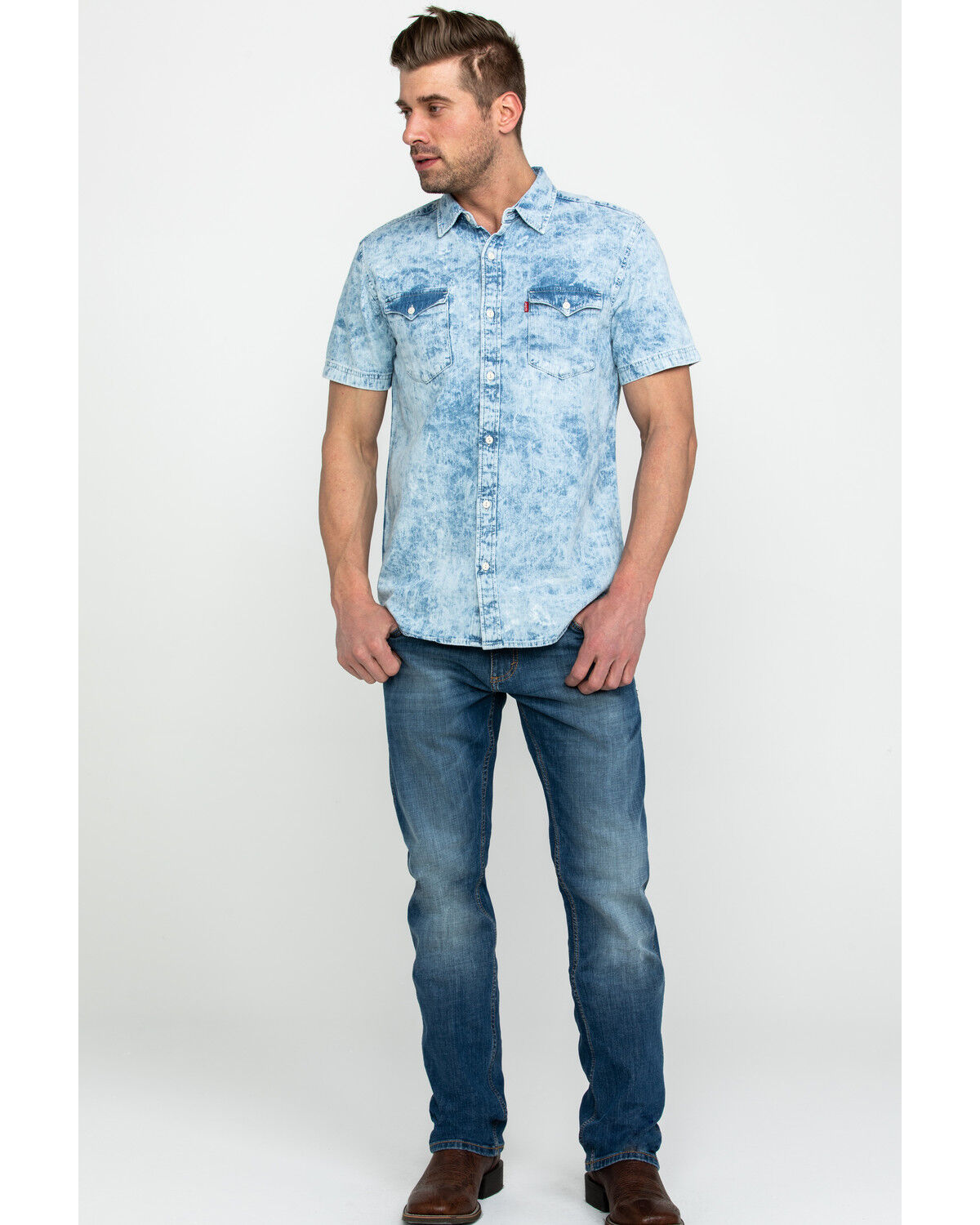 levi denim shirt short sleeve