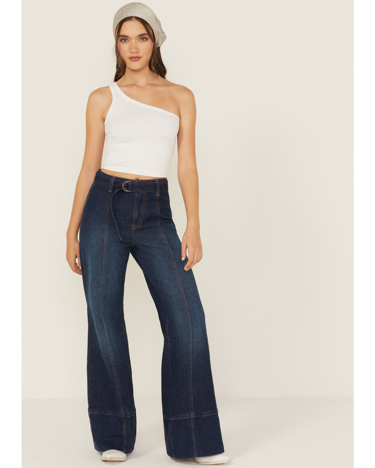 Image #1 - Free People Women's Ryla Dark Wash High Rise Flare Stretch Denim Jeans, Dark Wash, hi-res