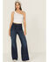 Image #1 - Free People Women's Ryla Dark Wash High Rise Flare Stretch Denim Jeans, Dark Wash, hi-res