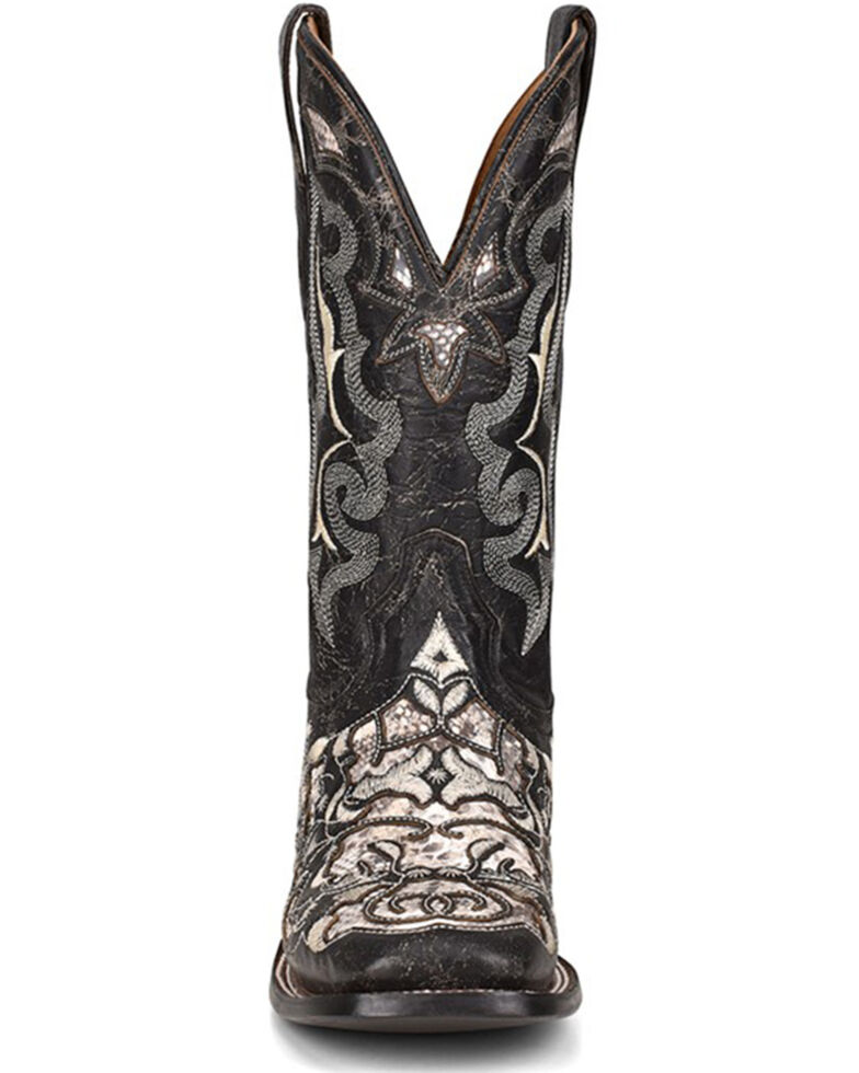 Corral Men's Exotic Python Skin Inlay Western Boots - Square Toe, Black, hi-res