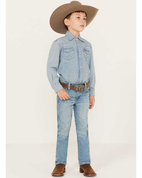 Image #1 - Wrangler Retro Little Boys' Medium Wash Slim Straight Denim Jeans , Blue, hi-res