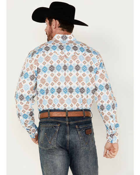 Image #4 - Rodeo Clothing Men's Southwestern Print Long Sleeve Pearl Snap Western Shirt , White, hi-res