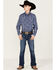 Rough Stock by Panhandle Boys' Paisley Stripe Wallpaper Print Long Sleeve Pearl Snap Shirt, Navy, hi-res
