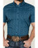 Image #3 - RANK 45® Men's Interlock Plains Abstract Geo Print Short Sleeve Button-Down Stretch Western Shirt , Medium Blue, hi-res
