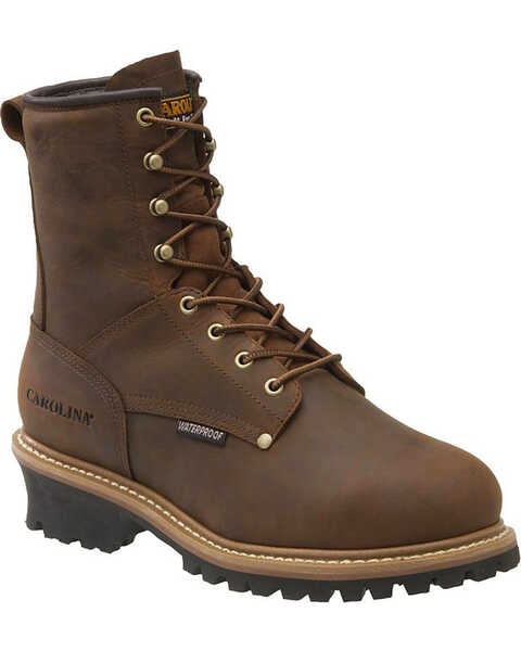 Carolina Men's MetGuard Elm Int 8" Logger Boots - Steel Toe, Brown, hi-res