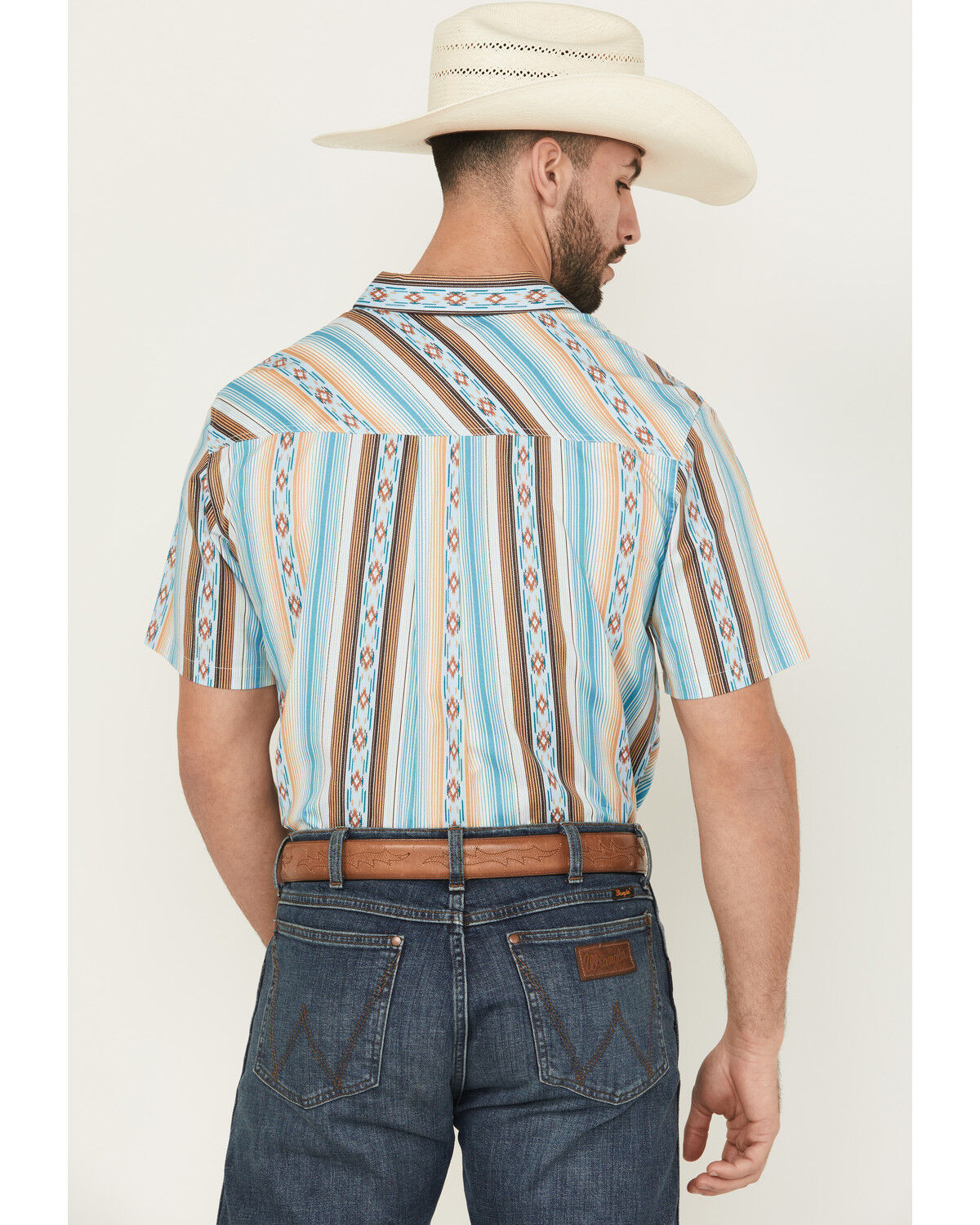 Image #4 - RANK 45® Men's Levi Striped Short Sleeve Button-Down Stretch Western Shirt, Multi, hi-res