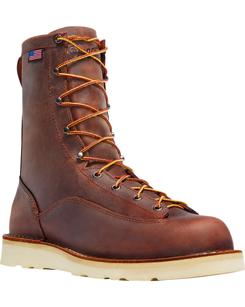 Danner Men's Brown Bull Run 8" Work Boots - Plain Toe, Brown, hi-res