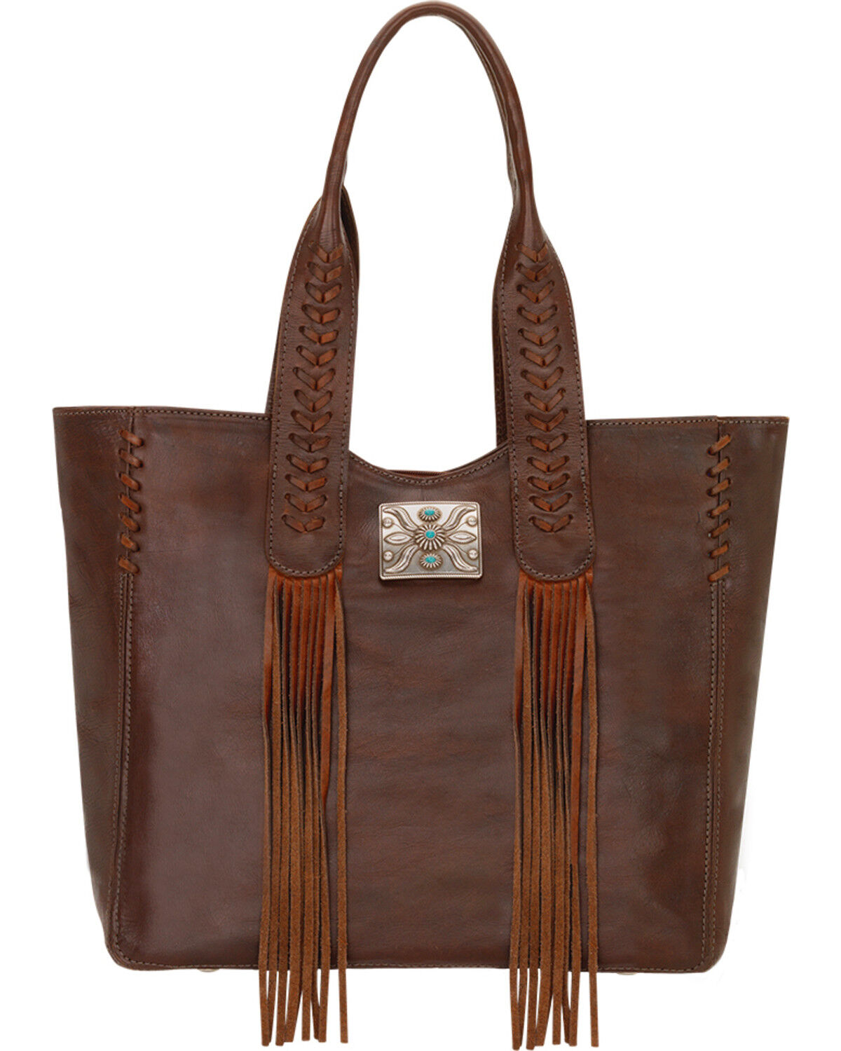 Image #1 - American West Chestnut Brown Mojave Canyon Large Zip Top Tote, Chestnut, hi-res